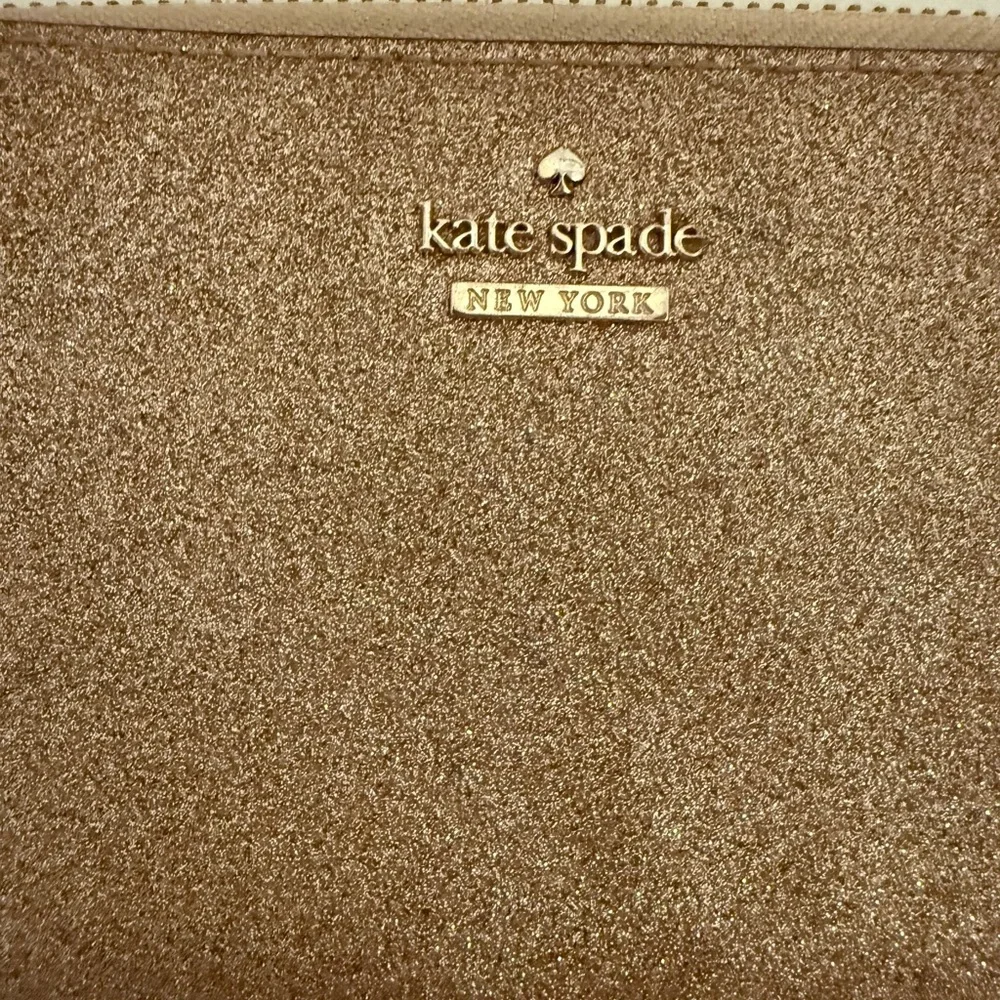 Kate Spade Joeley Rose Gold Glitter Continental Zip Around Wallet Large